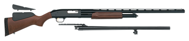 Mossberg 500 Combo FieldDeer 12GA 24in Barrel 5rd Wood Stock  Forend Incl 28 VR barel  Black 54243