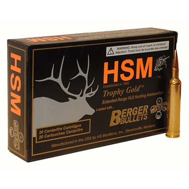 HSM 300RUM185VLD Trophy Gold Extended Range 300 RUM 185 gr Berger Hunting VLD Match 20 Rounds
