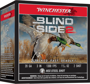 Winchester Blind Side 2 Shotgun Ammo 20 ga. 3 in. 1 1/16 oz. 2 Shot 25 rd.