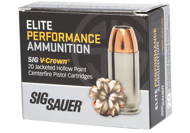 Sig Sauer E40SW220 Elite Performance  40S&W 180gr V-Crown Jacketed Hollow Point 20 Rounds