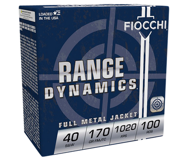 Fiocchi Range Dynamics Pistol Ammo 40 S&W 170 gr. FMJTC 100 rd.