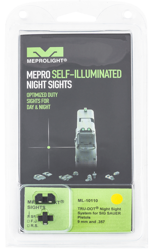 Meprolight USA 101103201 Tru-Dot  Green Tritium White Outline Front Sight-Yellow Tritium White Outline Rear Sight Sig Sauer P-Series P226/P320