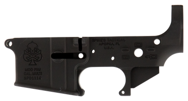 Spikes STLS029 PHU Spade Stripped Lower Receiver Multi-Caliber 7075-T6 Aluminum Black Anodized for AR-15
