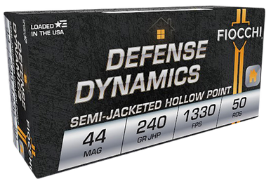 Fiocchi Defense Dynamics Centerfire Handgun Ammo 44 Mag. 240 gr. JHP 50 rd.