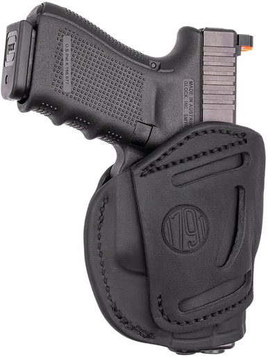 1791 Gunleather 4WH2SBLL 4-Way  IWB/OWB Size 02 Stealth Black Leather Belt Clip Compatible w/Ruger LCP/S&W Bodyguard/Glock 42/43/43X Left Hand
