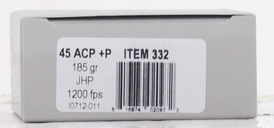 UNDERWOOD 45 ACP +P 185GR JHP