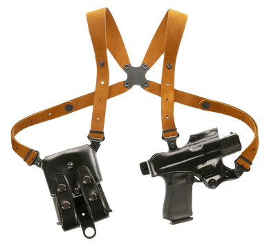Galco JR224B Jackass Rig Shoulder System Size Fits Chest Up To 56" Black Leather Harness Compatible w/ Glock 19X/19 Gen1-5/Glock 23 Gen2-5 Right Hand