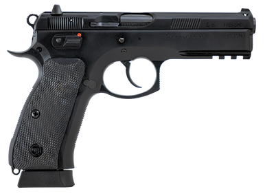 CZ-USA 01152 CZ 75 SP-01 *CA Compliant 9mm Luger 10+1 4.60" Black Steel Barrel, Serrated Steel Slide Black Polycoat Steel Frame w/Beavertail & Picatinny Rail, Black Rubber Grip