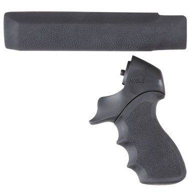 Hogue 05015 OverMolded Tamer Pistol Grip & Forend Black Rubber with Finger Grooves, Polymer Forend for Mossberg 500 12  Gauge