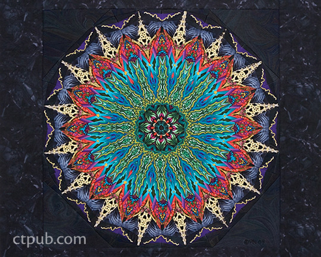 Clearance - Gradients Kaleidoscope - Mandala Panel - Blue Moda Digital  752106490338 - Quilt in a Day / Quilting Fabric