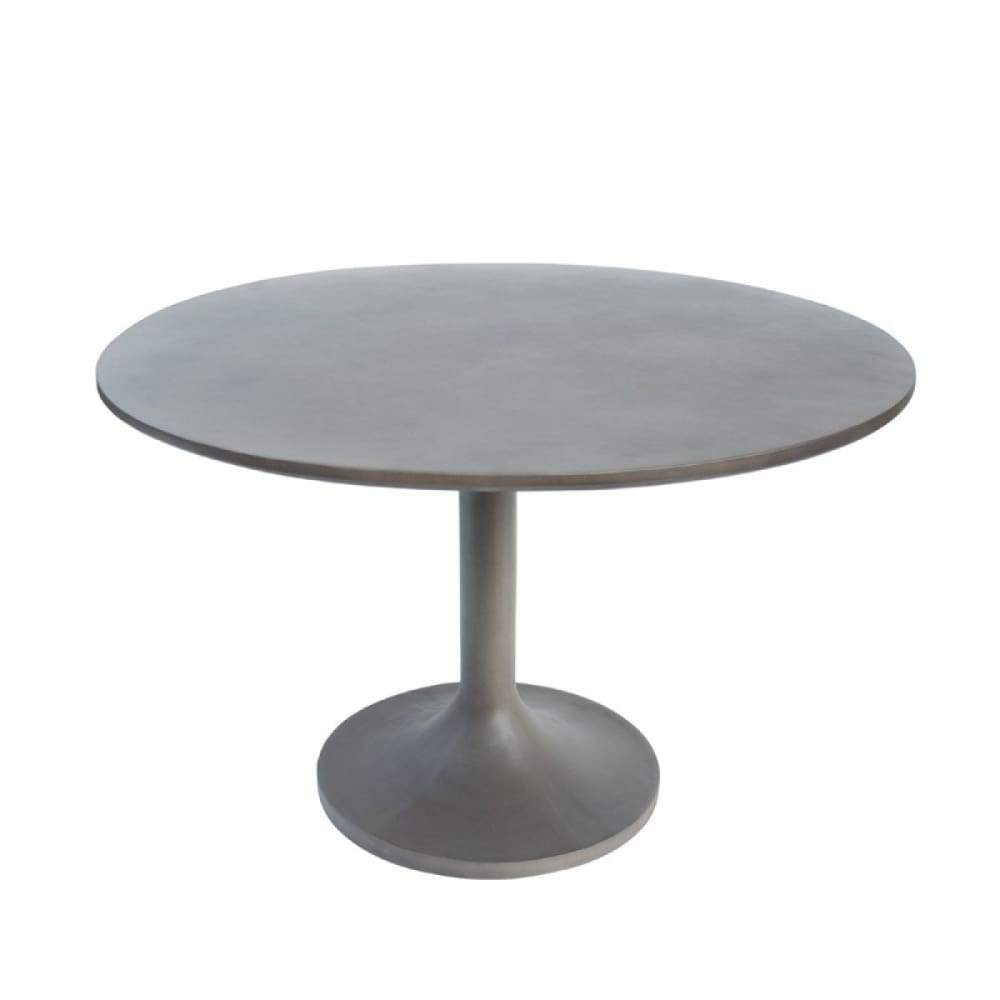 Nathrop Grey Concrete and Black Metal Round Dining Table