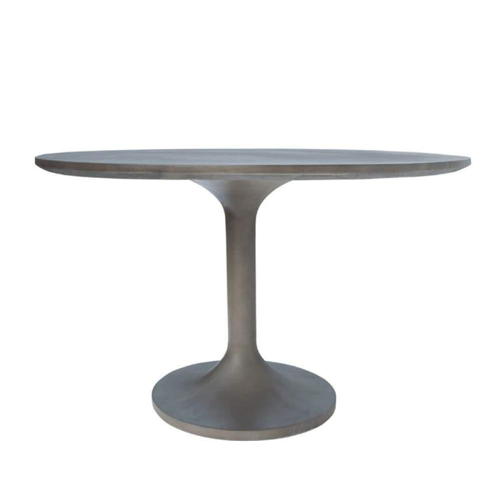 Nathrop Grey Concrete and Black Metal Round Dining Table