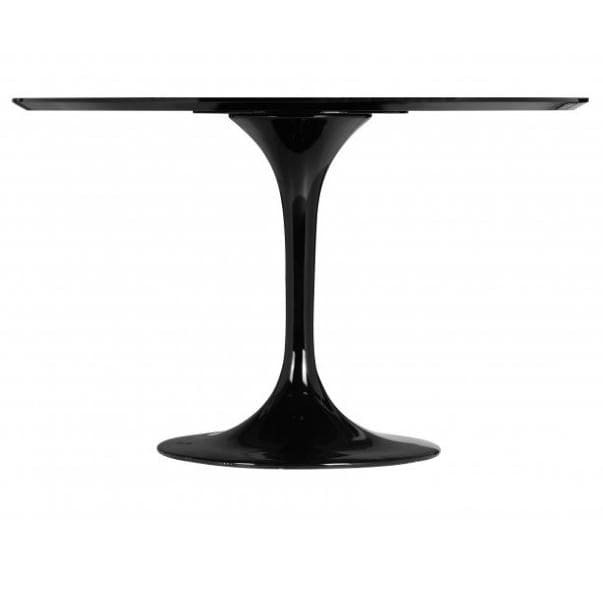 Pedestal Design 47 Round Wood Top Dining Table Black