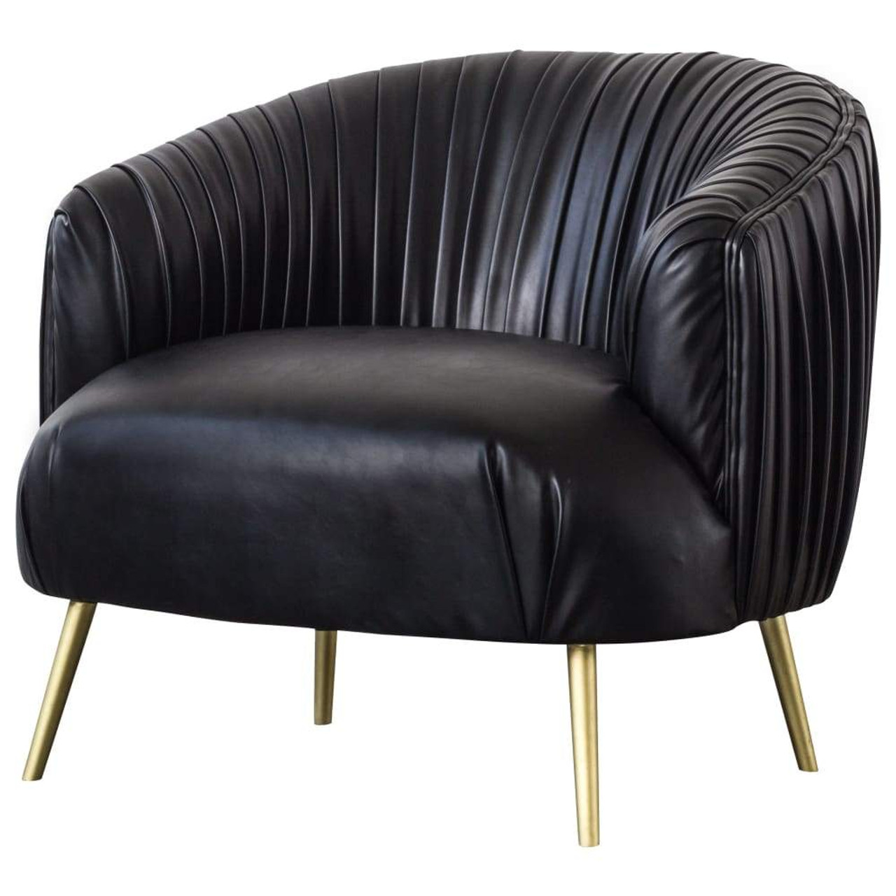 Anna PU Leather Pleated Accent Chair Black Designdistrict