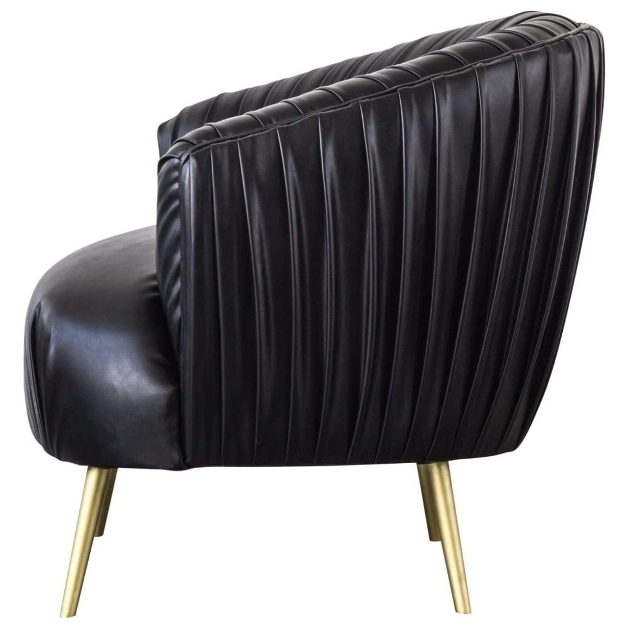 Anna PU Leather Pleated Accent Chair Black Designdistrict