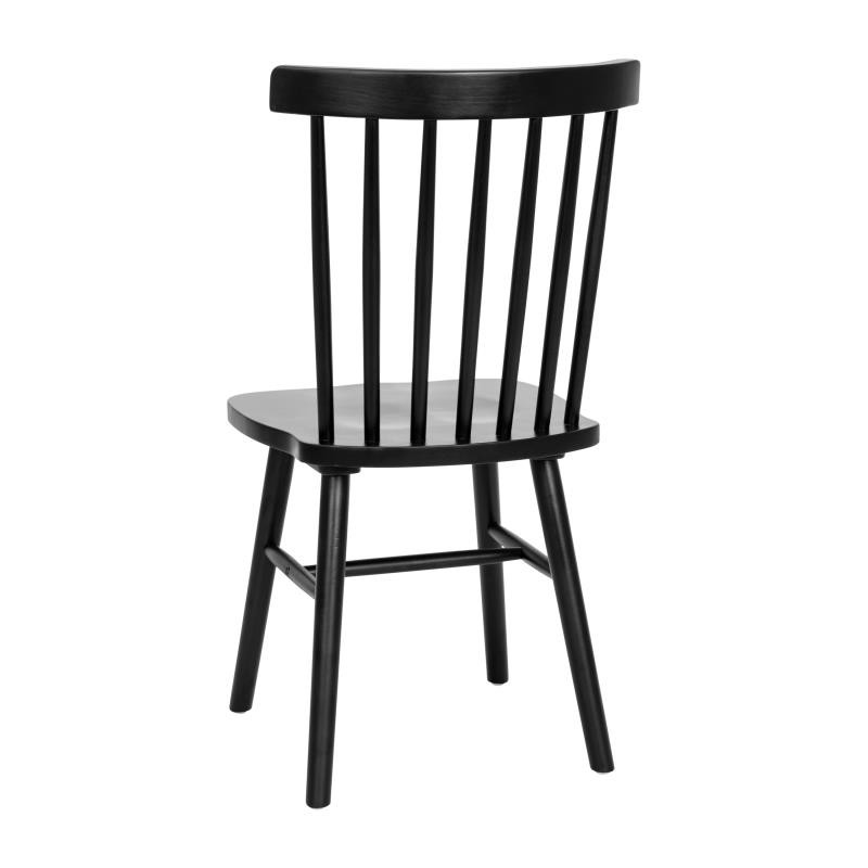 Olga Wood Spindle Dining Chairs, Black Set of 2