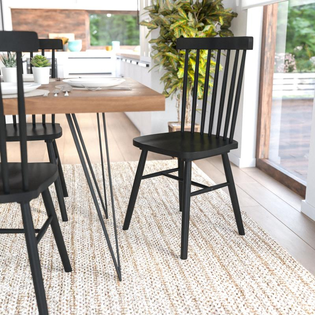 spindle dining chair black