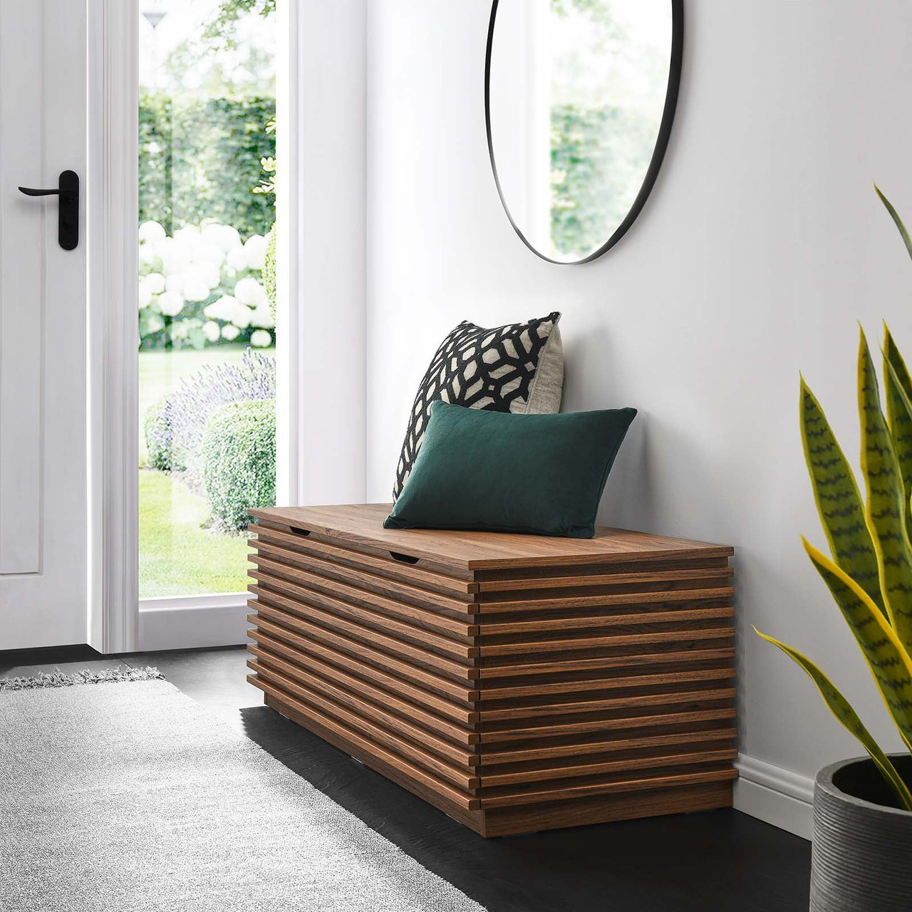 Frank Lloyd Storage Bench, Walnut | Designdistrict Modern