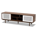 Mio Walnut Brown and White Wood TV Stand