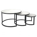 Dash 3pc Round Coffee Table Set, Faux White Marble