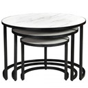 Dash 3pc Round Coffee Table Set, Faux White Marble