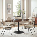 Pedestal Design 78” Oval Wood Dining Table Walnut, Black