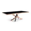 Branching Modern Black Glass & Rose Gold Dining Table