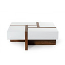 Modrest Makai Modern White and Walnut Square Coffee Table