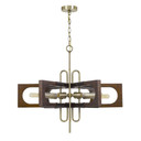 Fan Blade Wooden Chandelier, Gold And Brown