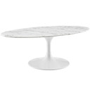 Pedestal Design 48” Oval-Shaped Artificial Marble Coffee Table