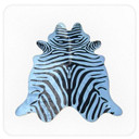 Printed Zebra On Dyed Sea Blue Cowhide