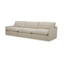 Fellini Modern White Fabric Sectional Sofa with Ottoman