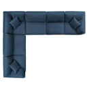 Crux Down Filled Overstuffed 6 Piece Arm Sectional Sofa, Azure