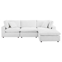 Crux Down Filled Overstuffed 4 Piece Sectional Sofa, White Velvet