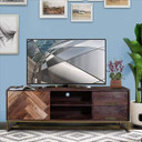 Clementine Herringbone Inlaid Wood TV Stand