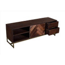 Clementine Herringbone Inlaid Wood TV Stand