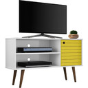 Libby Mid Century TV Stand, Line White Yellow, 42"