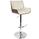 Santo Mid Century Adjustable Bar Stool Walnut, Cream