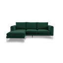 Camden Velvet Reversible Sectional, Emerald Green