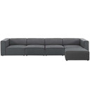 Mingle 5 Piece Upholstered Fabric Sectional Sofa Set, Gray 1