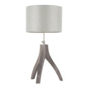 Wishbone Table Lamp Wood, Light Grey Shade