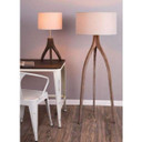 Wishbone Table Lamp Wood, Light Grey Shade