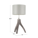Wishbone Table Lamp Wood, Light Grey Shade