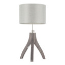 Wishbone Table Lamp Wood, Light Grey Shade