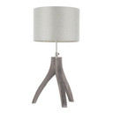 Wishbone Table Lamp Wood, Light Grey Shade