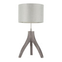 Wishbone Table Lamp Wood, Light Grey Shade