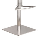 Cafe Adjustable Brushed Stainless Steel Barstool in Gray Faux Leather with Walnut Back