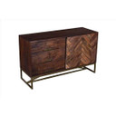 Clementine Herringbone Inlaid Wood Sideboard Cabinet