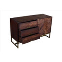 Clementine Herringbone Inlaid Wood Sideboard Cabinet