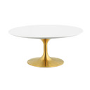 Pedestal Design 36" Coffee Table Gold, White